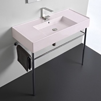 Console Bathroom Sink Modern Console Sink, Pink Ceramic Sink, 40